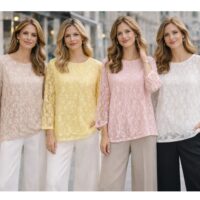 Lace Embroidery Crochet Crew Neck Blouse