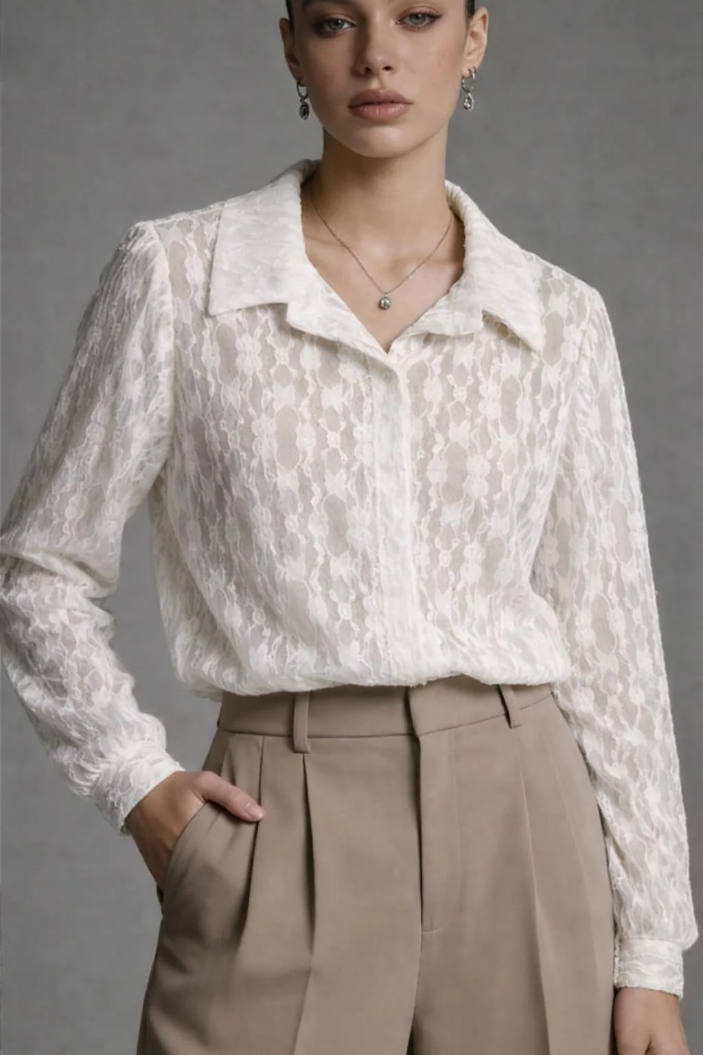 Lace Embroidery Crochet Blouse - Image 5