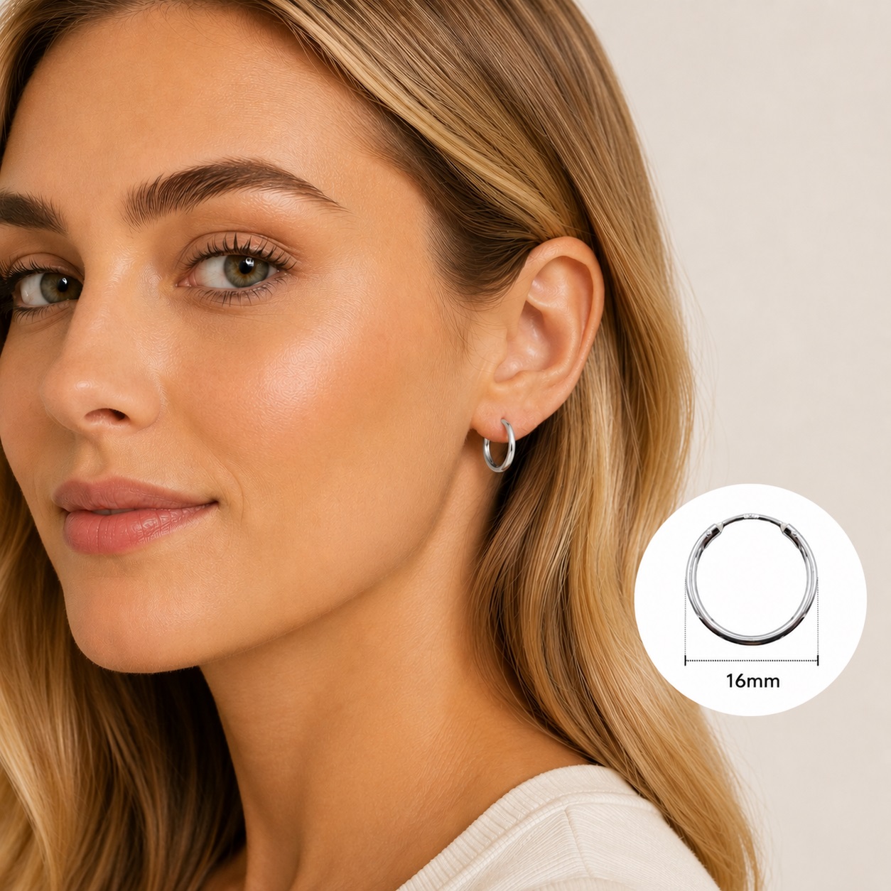 925 Silver Hoop Earrings 16mm